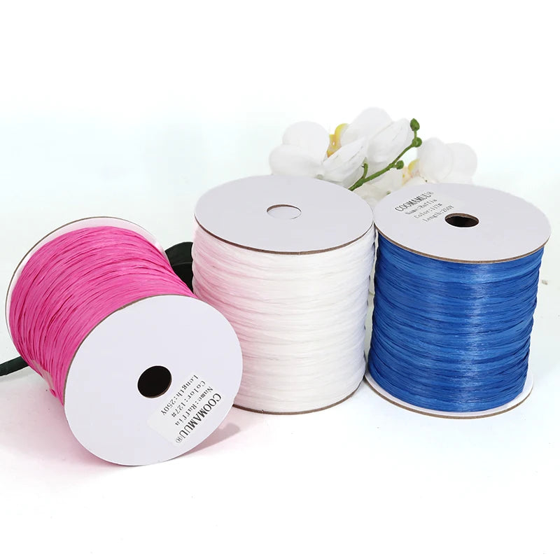 250 Y/roll Cotton Raffia Yarn for Summer Beach Hat Crochet Bag Material DIY Handmade Supply