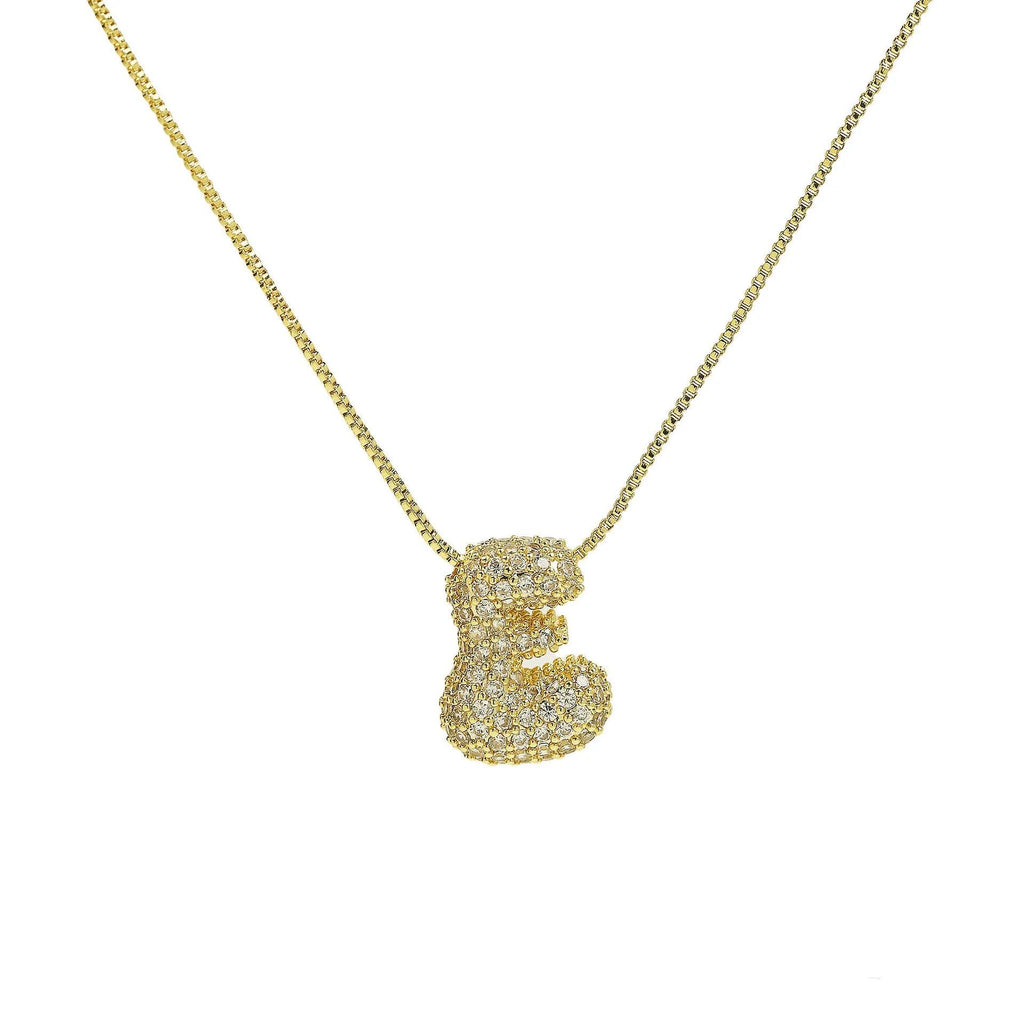 Gold Plated Balloon 26 Alphabet Letter Pendant Necklace Copper Zircon Bubble Initial Pendant For Women Personality Chain Jewelry