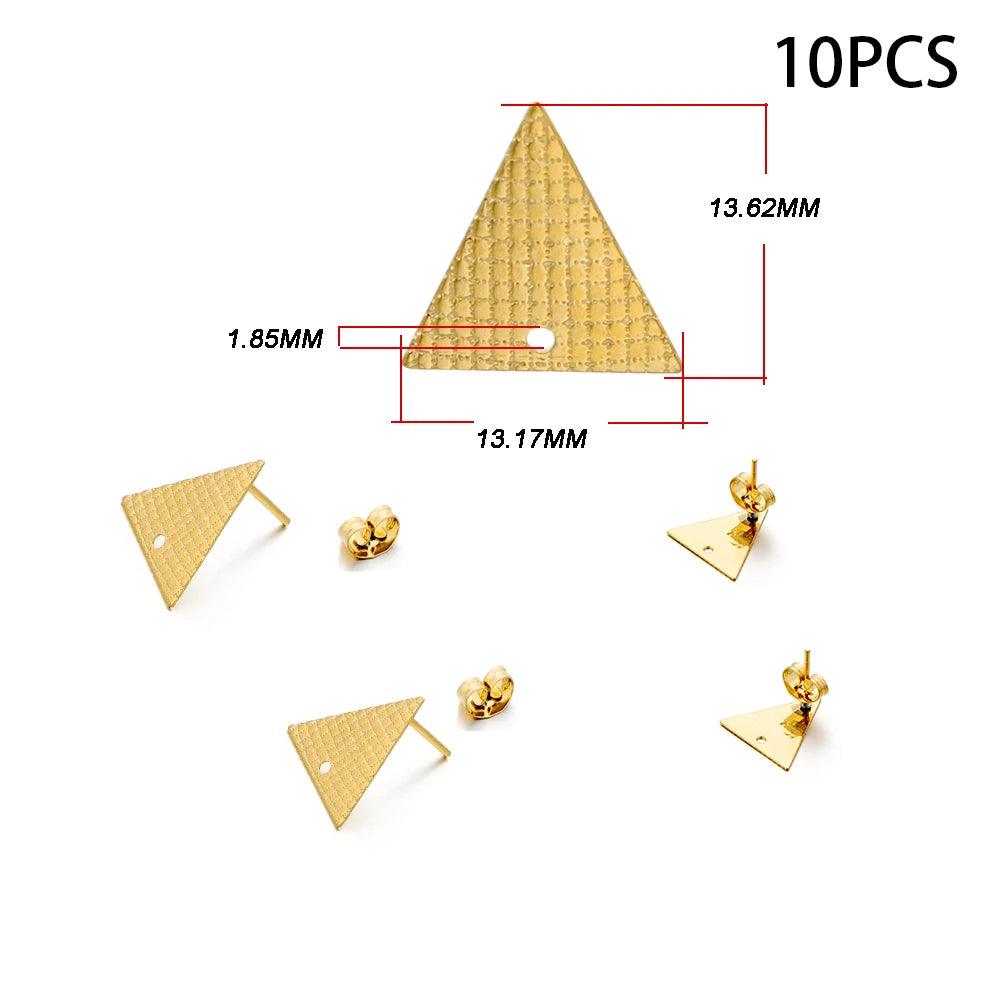 10-20pcs Stainless Steel Blank Earring Stud Golden Earrings Base With Earring Plug Connectors For DIY Jewelry Making Accessories