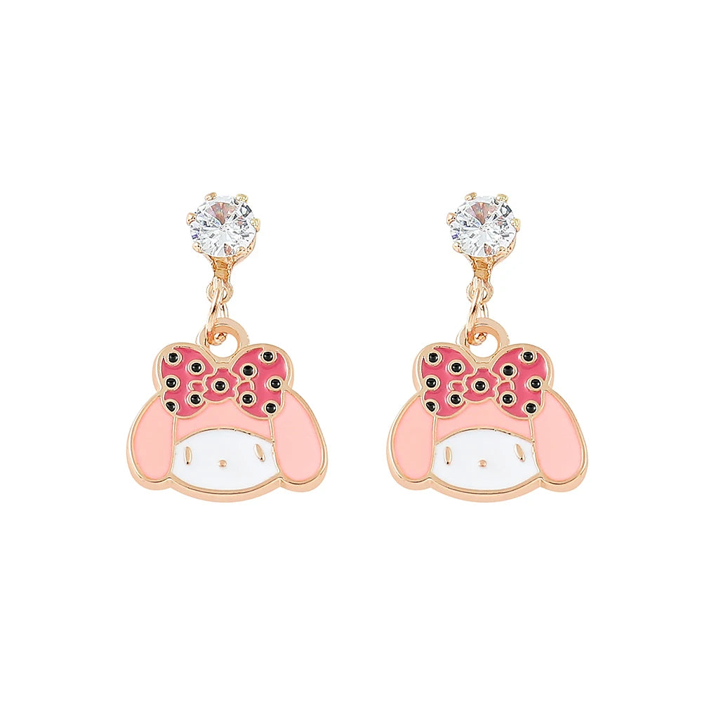 Sanrio Hello Kitty Earrings Stud Women Cute Kuromi Dangle Earrings Girl Cinnamoroll Melody Accessory Kids Xmas Gift