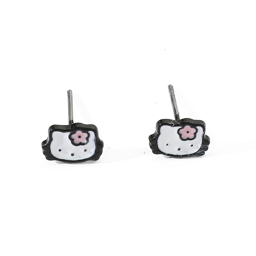Kawaii Sanrio Hello Kitty Fashion Simplicity Earring Cute Cartoon Figure KT Cat Bow Tie Earring for Best Friend Surprise Gifts