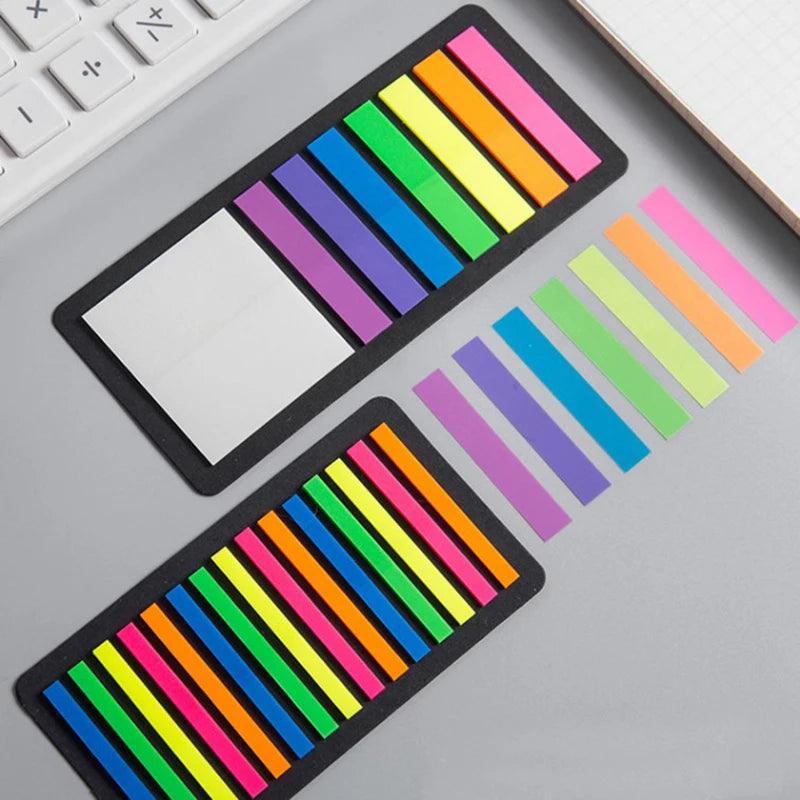 100/300PCS Color Stickers Transparent Fluorescent Index Flags Stickers Label Plan Stickers Kids Gifts School Office Supplies
