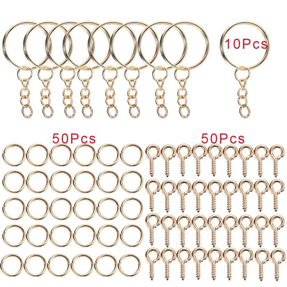 110Keychain Open Jump Rings Eye Pins Jewelry Making Accessories Kits for DIY Epoxy Resin Key Chain Key Ring Pendants