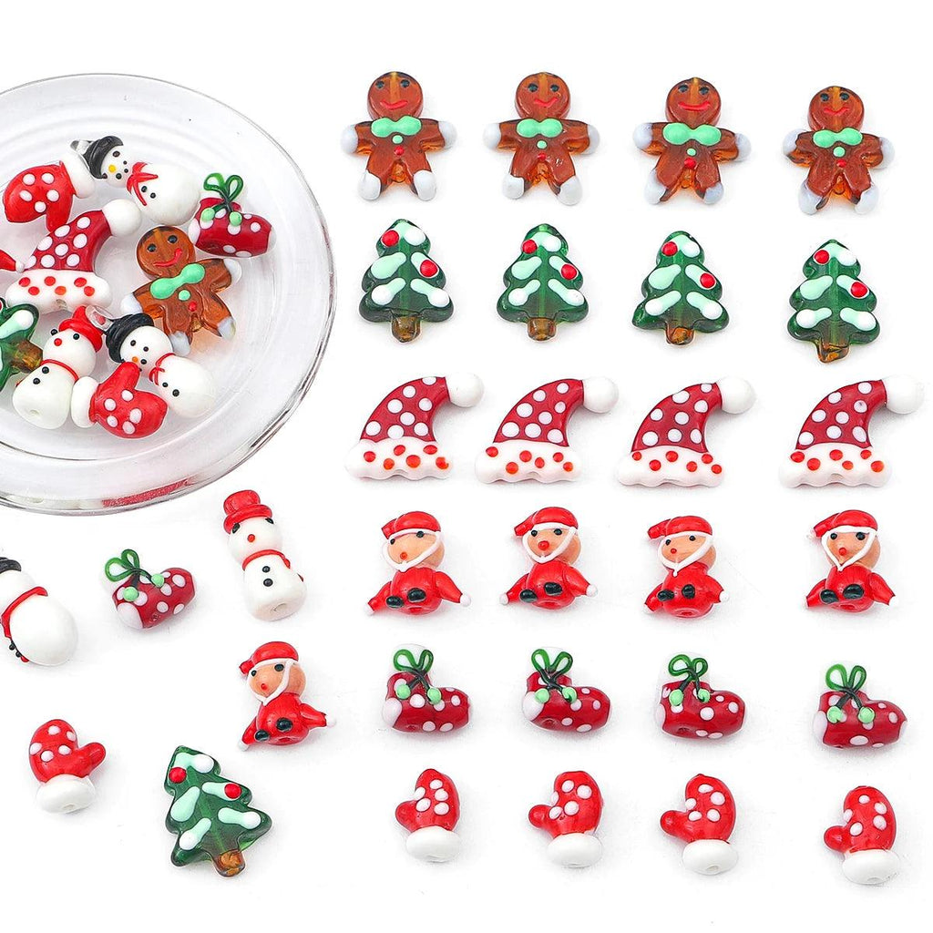 1Pc Hand drawn Glass Fun Cartoon Beads Christmas Unique Loose Beads Handmade DIY Jewelry Bracelets Earrings Accessories Material