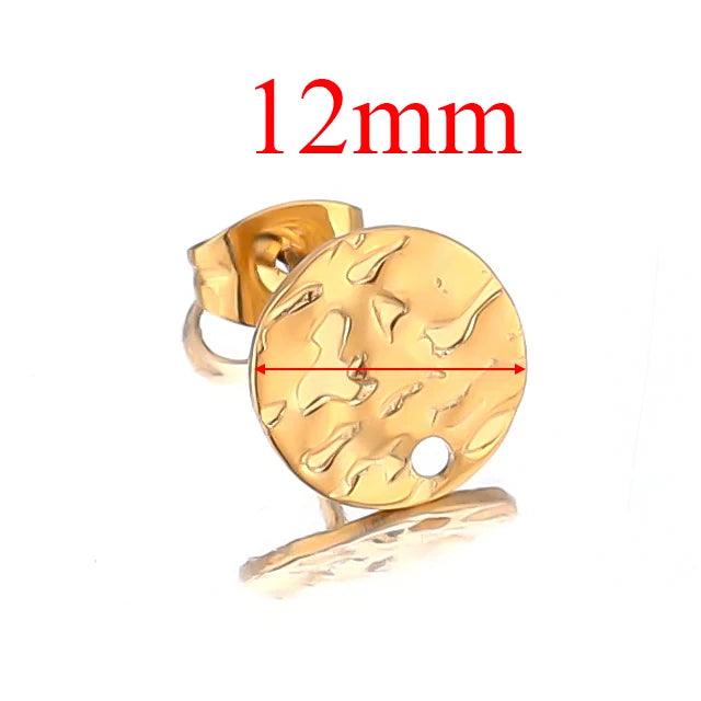 10pcs Stainless Steel Round Embossing Earrings Posts for DIY Drop Earring Jewelry Making Dangle Accessories Wholesale Supplies