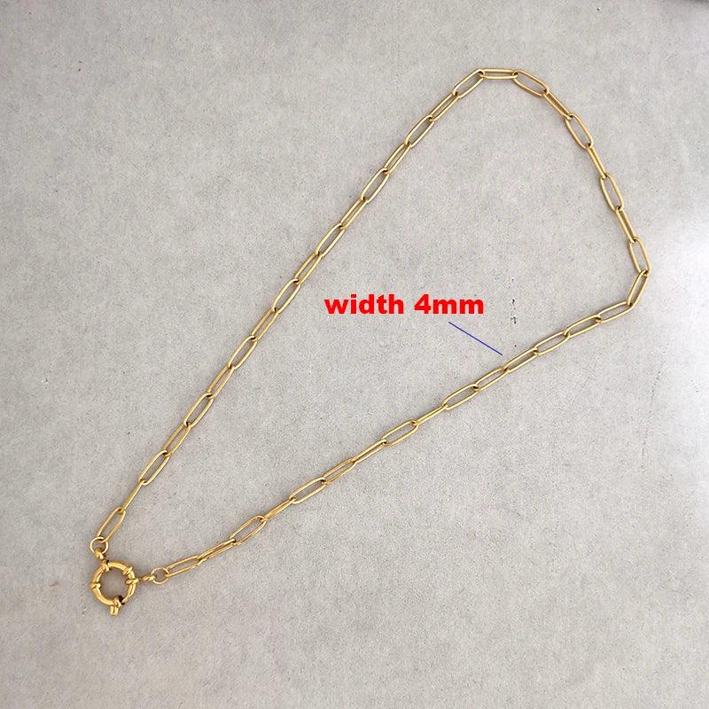 Anchor Clasp Necklace Women Men Choker Stainless Steel Geometric Link Cuba Chain Basic DIY Gold Silver Color Buckle Design