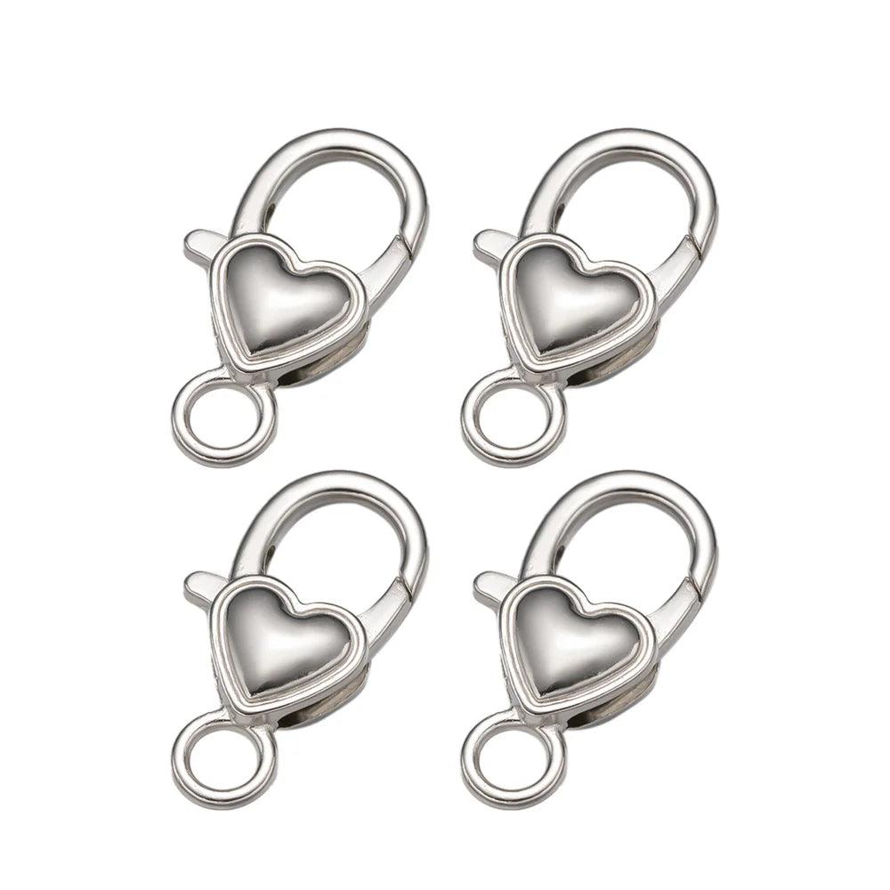 10pcs Lobster Clasp Hooks Heart Keychain Clasps for DIY Bracelets Chain Necklace Components Accessory Jewelry Making Findings