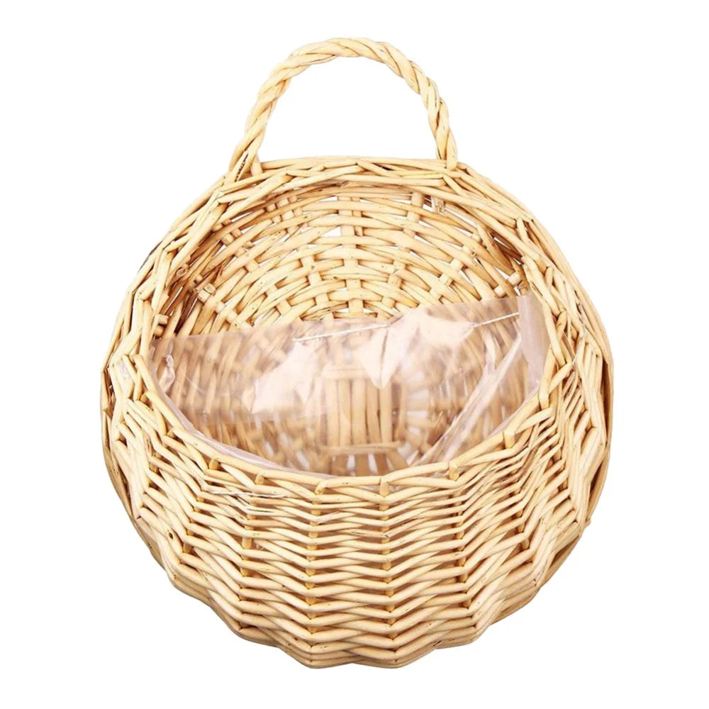 18/20/30cm Wall Mount Hanging Woven Rattan Vase Baskets Handmade Wicker Flower Pot Home Garden Flower Planter Vine Pots Baskets