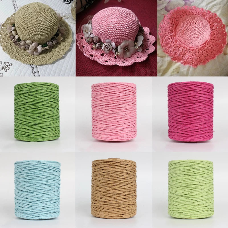 280-300m Natural Raffia Straw Yarn For Knitting Crocheting Paper Threads DIY Handmade Summer Sunhat Beach Bag