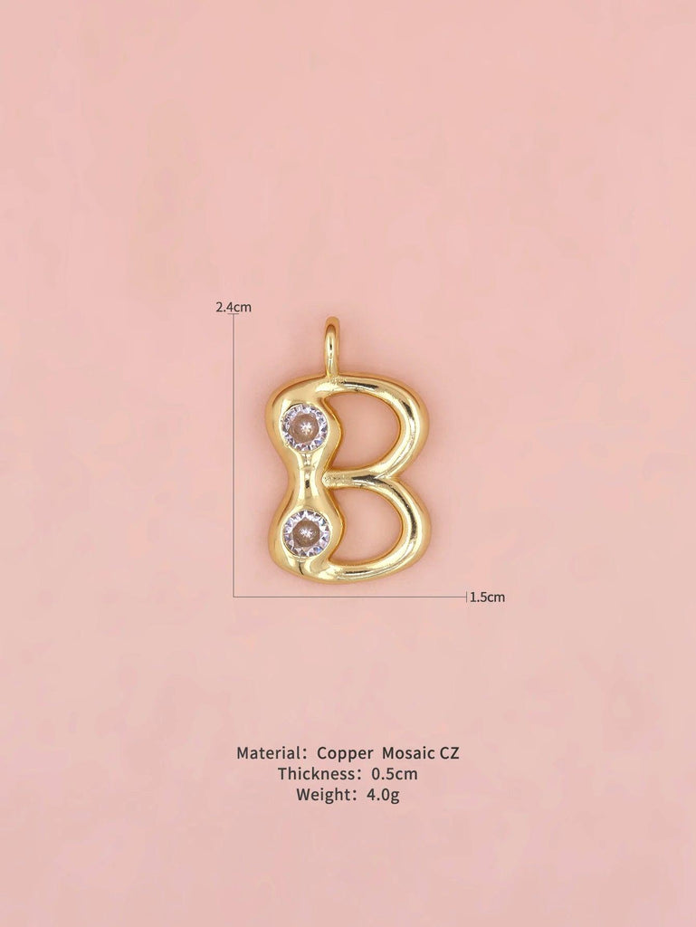 New Simple Versatile Round Zircon Plated Gold Copper 26 English Letters A-Z Pendant Men Women Necklaces Jewelry Making