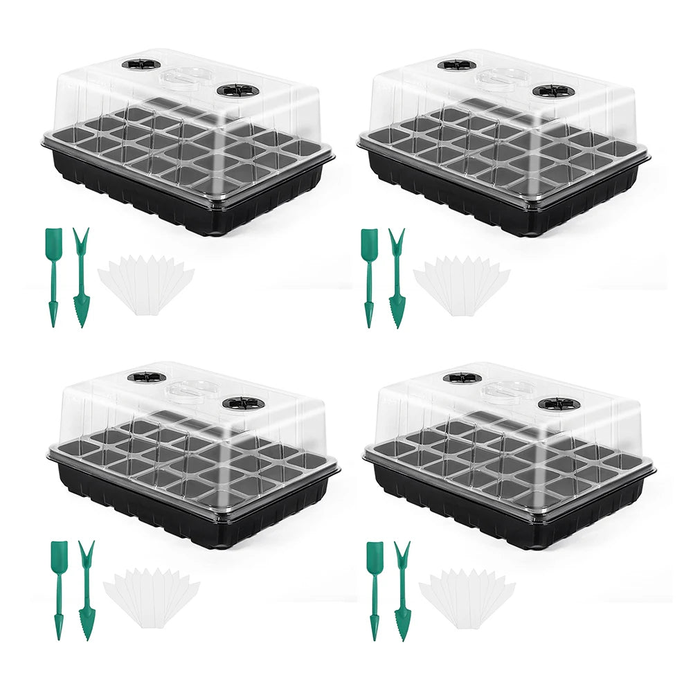 24/48 Holes Seedling Tray Kit with Adjustable Ventilation Lid Seed Starter Germination Box for Balcony Indoor Planting Transpla