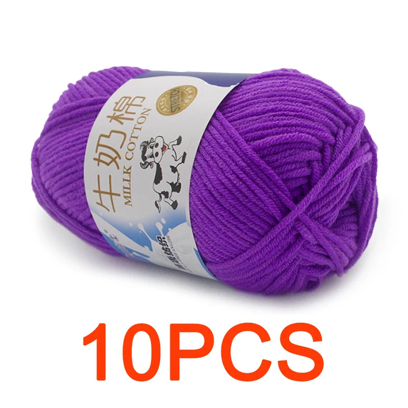 10 Pieces Milk Cotton Knitting Yarn Soft Warm Yarn for Hand Knitting and Crochet Projects