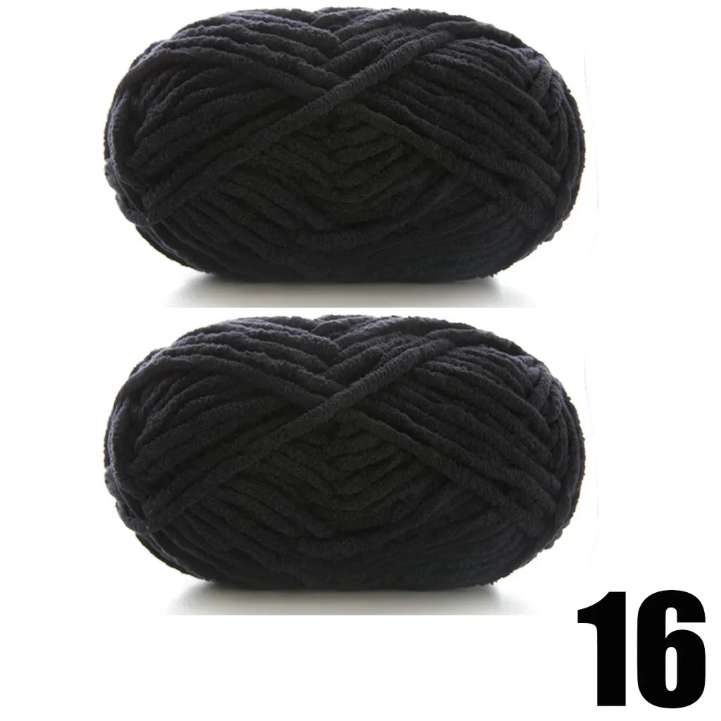 Thick Velvet Yarn 2pcs 50g Soft Chenille Knitting Yarn for DIY Scarves and Hats