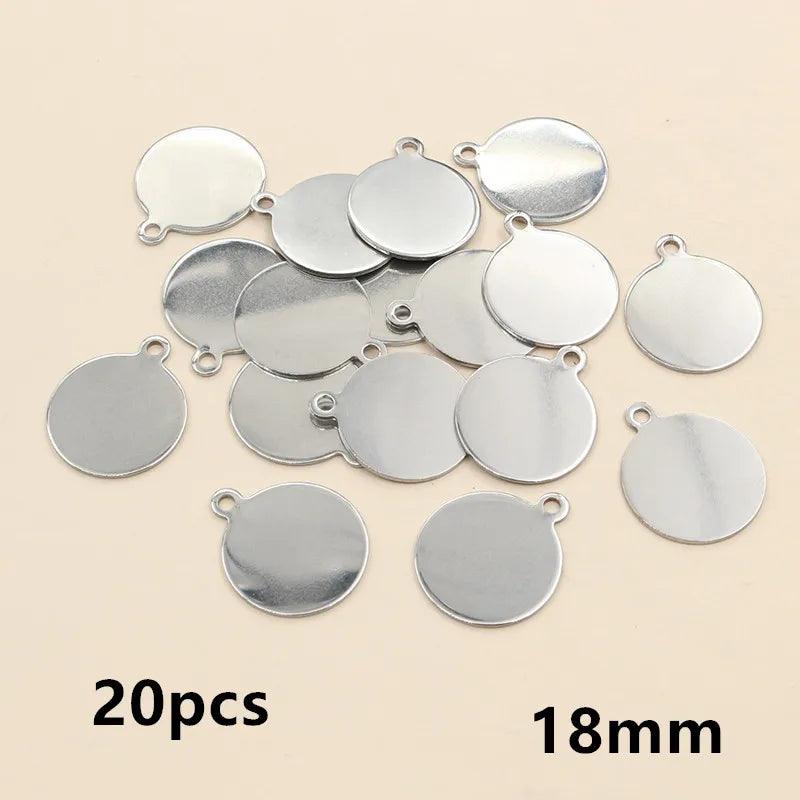 20-200pcs 6-25mm Stainless Steel Round Coin Charms Pendant DIY Jewelry Making Accessories Fingings for Necklace Bracelet