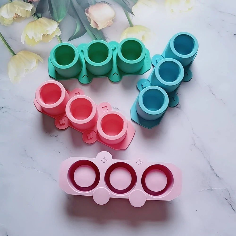 1pc 3 holes Round Ice Cups To Make Silicone Molds DIY Mini Succulent Flower Pots To Make Clay Gypsum Concrete Crafts Molds