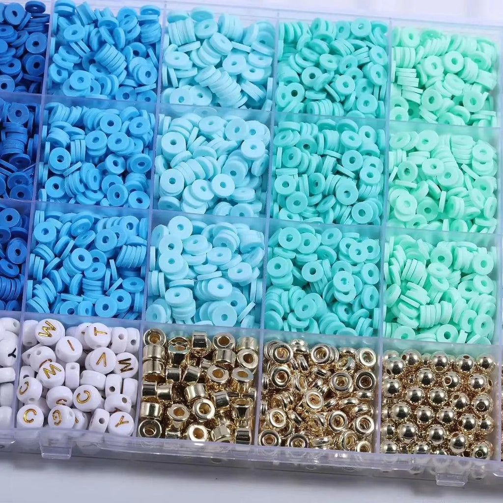 2000pcs set Valentine's Day Pink Clay Beads Box Set Ocean Series Gold Spaced Beads CCB Bead Bracelet Accessories DIY Jewelry Set