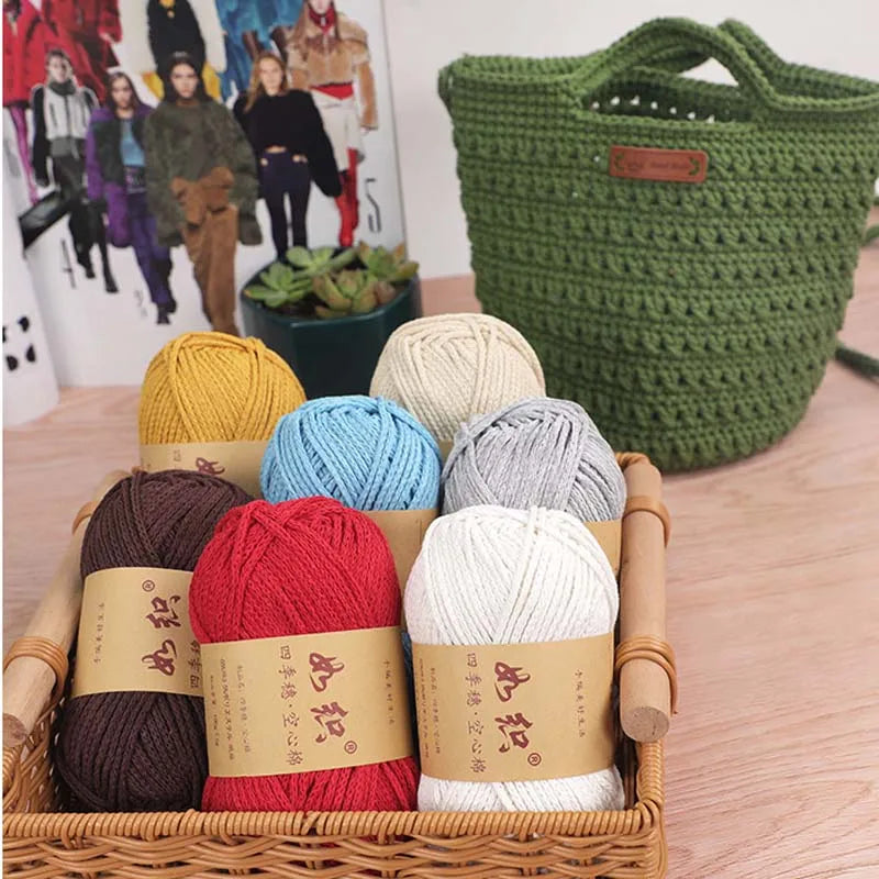 1Pc 100g Cotton Hollow Crochet Yarn 2mm Polyester knitting Thread Round Crocheting line Thick DIY bag mat slipper amigurumi