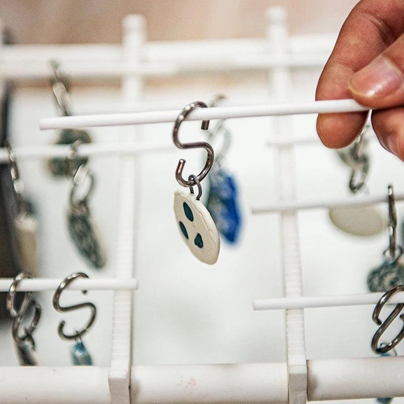 50/100 Pcs High Temperature Resistance Tungsten Wire Hanging Firing Hook Jump Rings Pottery Ornament Hanger Pottery Hanging Ring