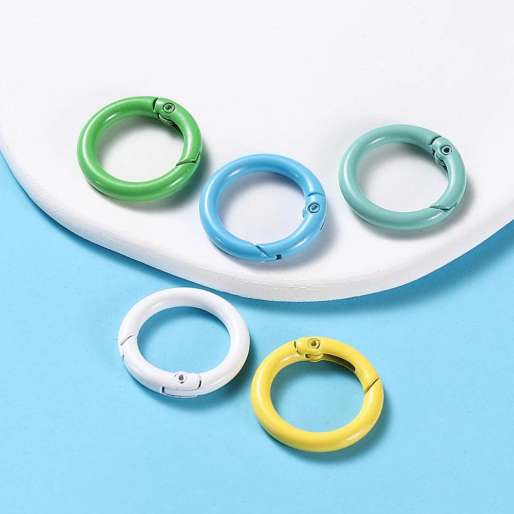 5Pcs/Lot 21 Colors Metal O Ring Spring Clasp Openable Round Carabiner Keychain Clips Hook Dog Chain DIY Jewelry Buckle Connector