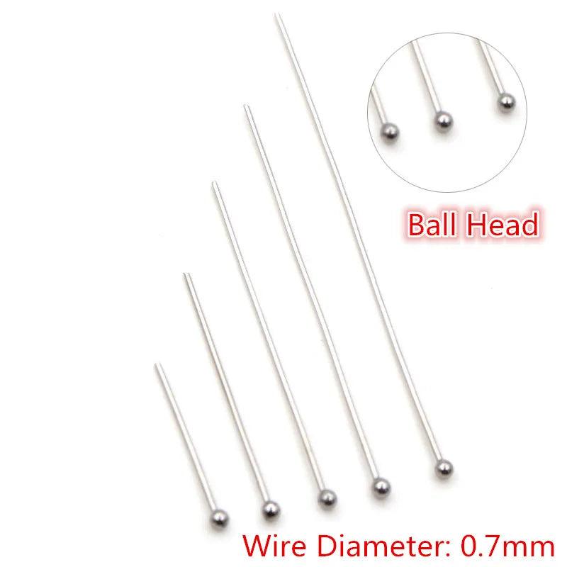 No Fade 100pcs/Lot 20-70 mm 316 Stainless Steel Ball Pins Findings Ball Head Pins For Jewelry Making DIY Supplies Accessories