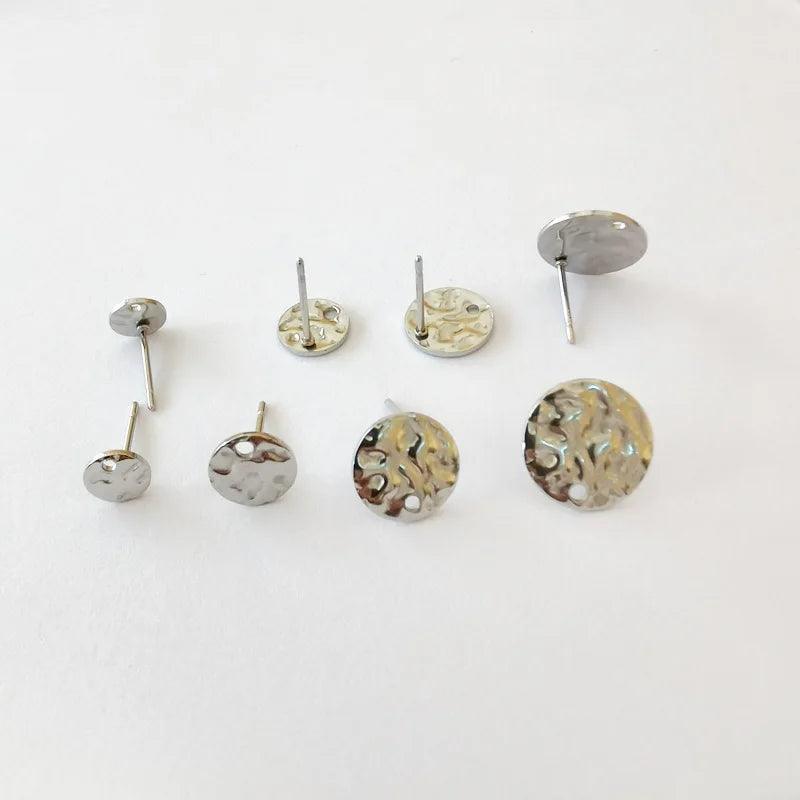 20pcs/lot Hypoallergenic Stainless Steel Earring Stud Gold Color 6 8 10 12 mm Earrings Hooks For Diy Jewelry Making Supplies