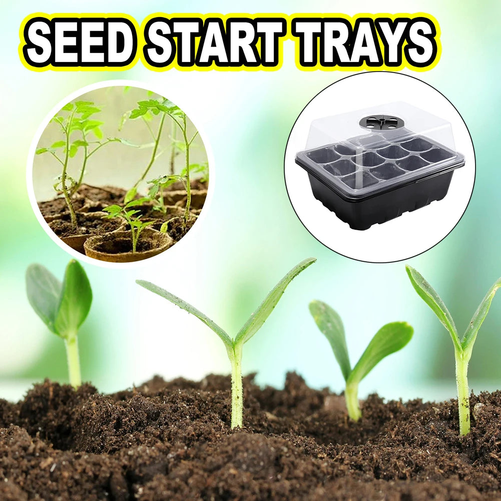 10/1pcs Seedling Box Gardening Sowing Tray with Breathable Clear Cover Seeds Germination Nursery Pot 12Holes Plant Seed Grow Box