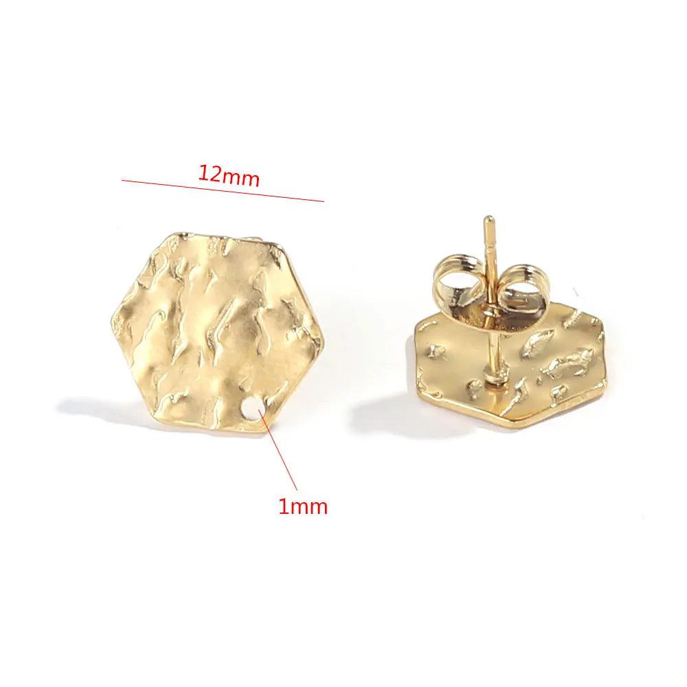 10pcs Stainless Steel Earring Posts with Loop Hole Star Moon Pattern Ear Studs Base for DIY Earring Jewelry Making Supplies