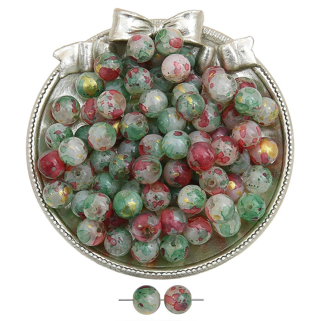 20pcs glass and jade shattered, sprinkled with gold, round beads, and loose beads DIY handmade bracelet, necklace, jewelry acces