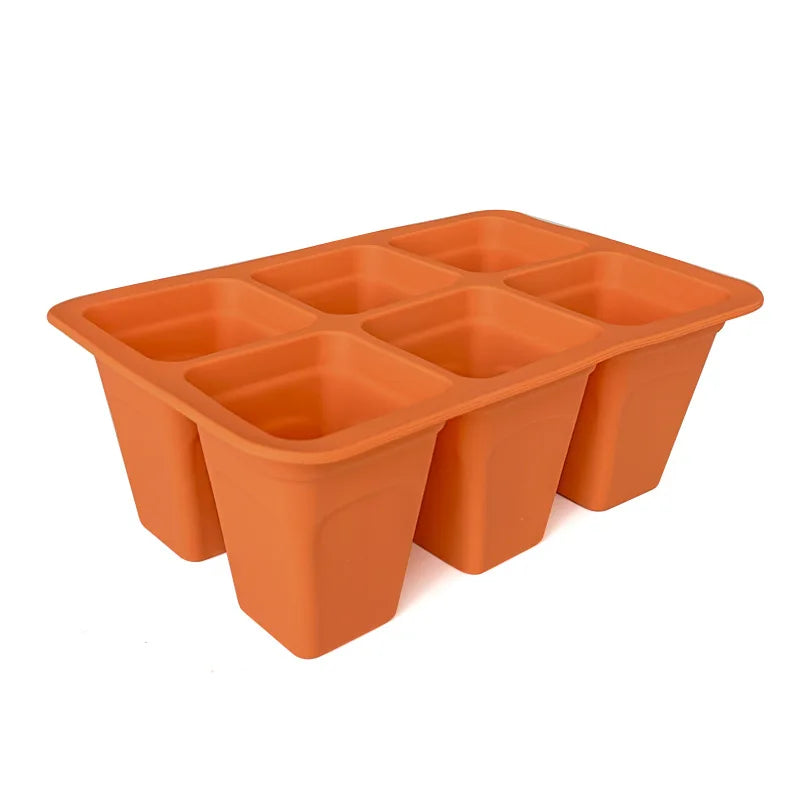 Durable 6 Cells Nursery Cups Indoor Gardening Plant Germination Tray Silicone Seed Starter Trays Seedling Care Package Garden