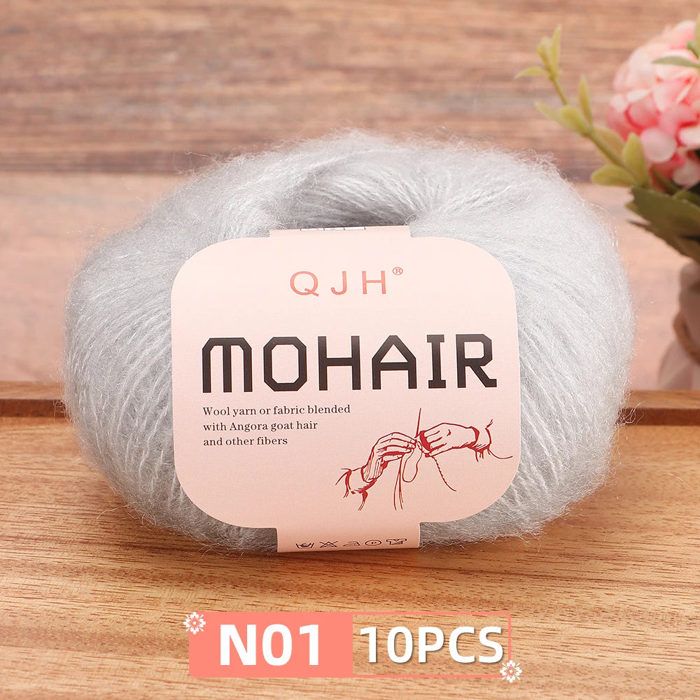 Soft Mohair Crochet Yarn Set 10 Pcs For DIY Knitting