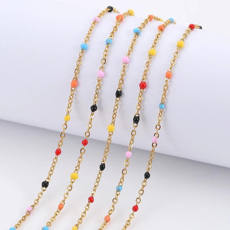 2meters Stainless Steel Chains Bulk Lot Gold Color Diameter 1.5mm Necklace Link Chains for Diy Bracelet Jewelry Making Supplies