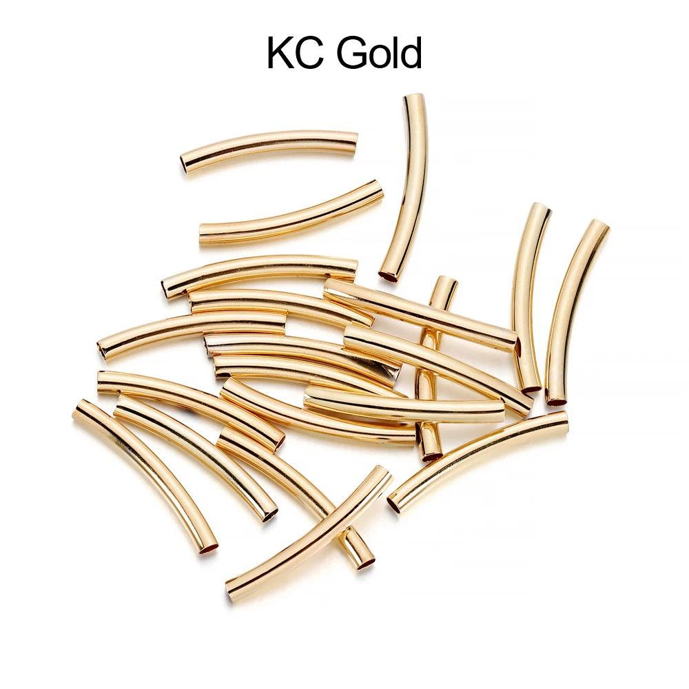 50-100pcs/lot 25-30 mm Stripe Copper Curve Tube Spacer Beads Connectors For DIY Jewelry Making Bracelet Necklace Accessories