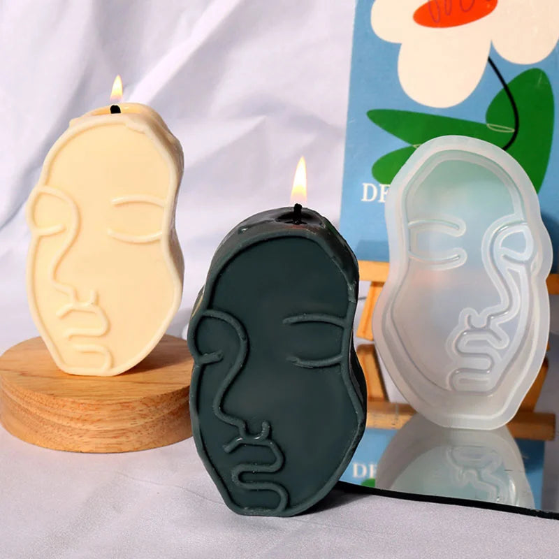 DIY Abstract Face Candle Silicone Mold 3D Face Shape Soap Making Supplies Handmade Aromatherapy Plaster Resin Mould Home Gift