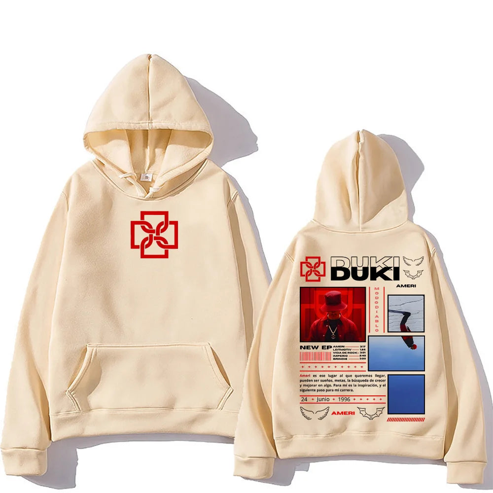 Rapper Duki Ameri Hoodies Men's Women Clothing Fashion Hip Hop Oversized Hooded Sweatshirts Unisex Casual Long Sleeve Pullovers