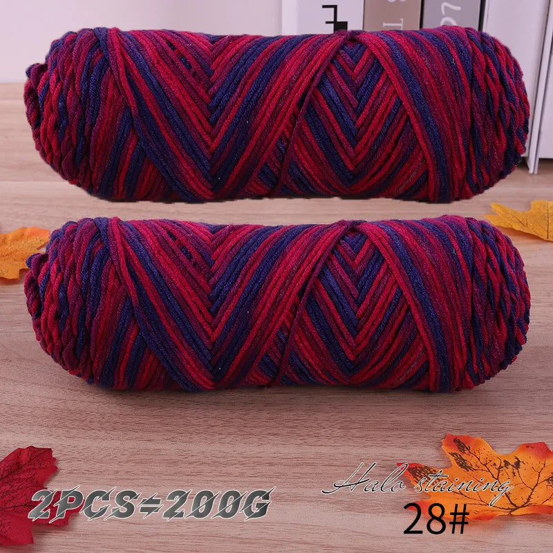 Colorful 5 Strand Dyed Milk Cotton Baby Sweater Yarn for Handmade DIY Woven Scarves and Crochet Projects