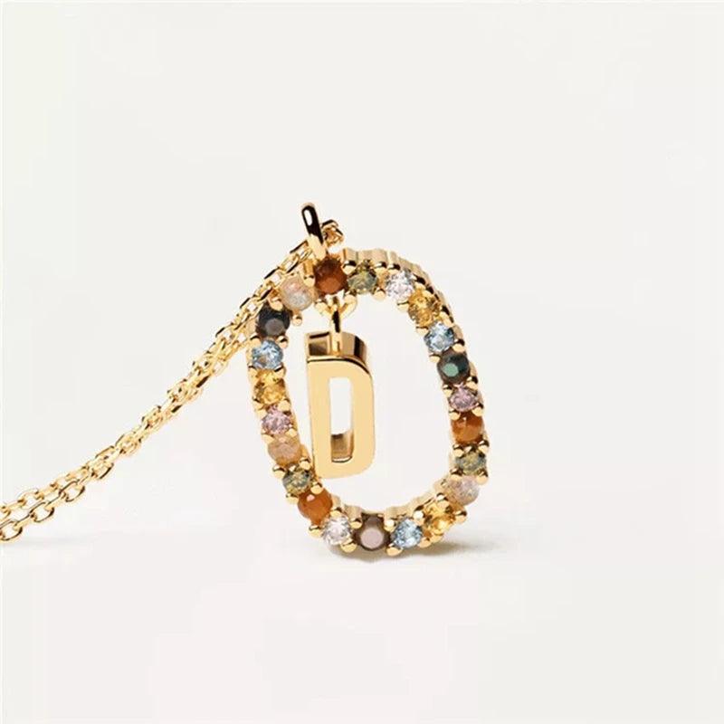 Fashion Hot Creative A-Z Letter Pendant Necklace For Woman Color Jewelry Sweet and Versatile Adjustable Chain Lobster Clasp