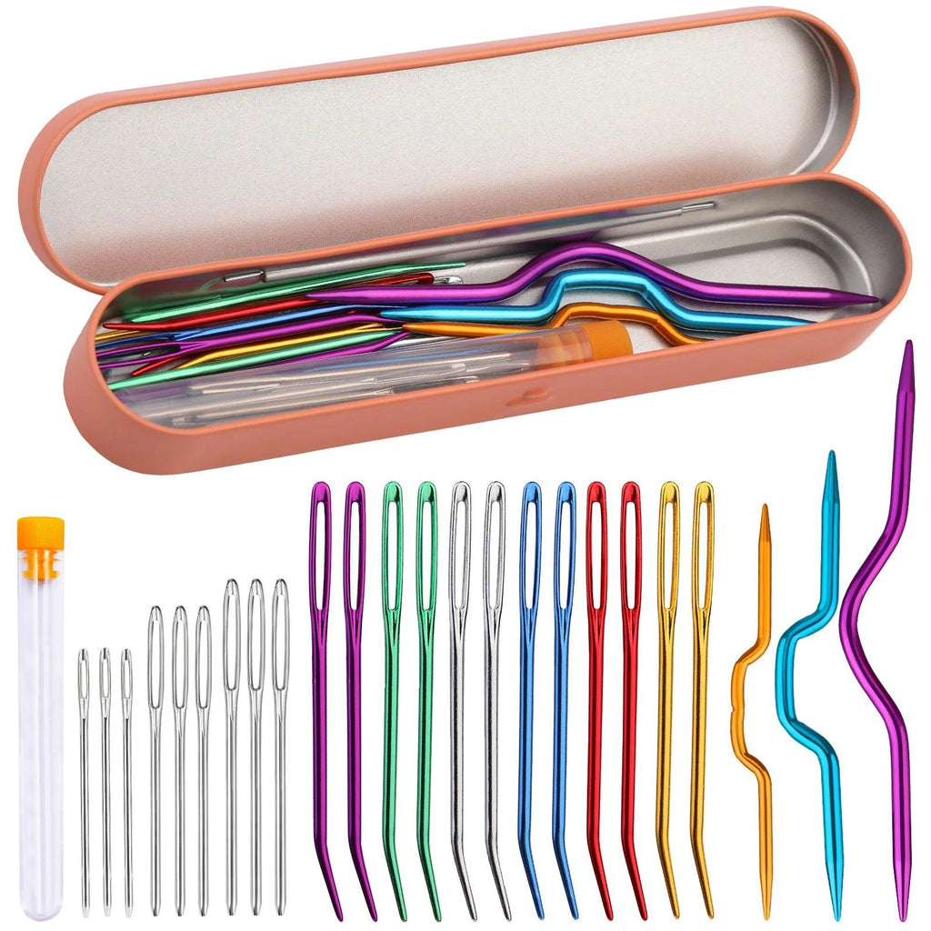 Professional Crochet Knitting Set with Yarn Needles Tapestry Needles Large-Eye Blunt Needles Darning Needles Storage Box