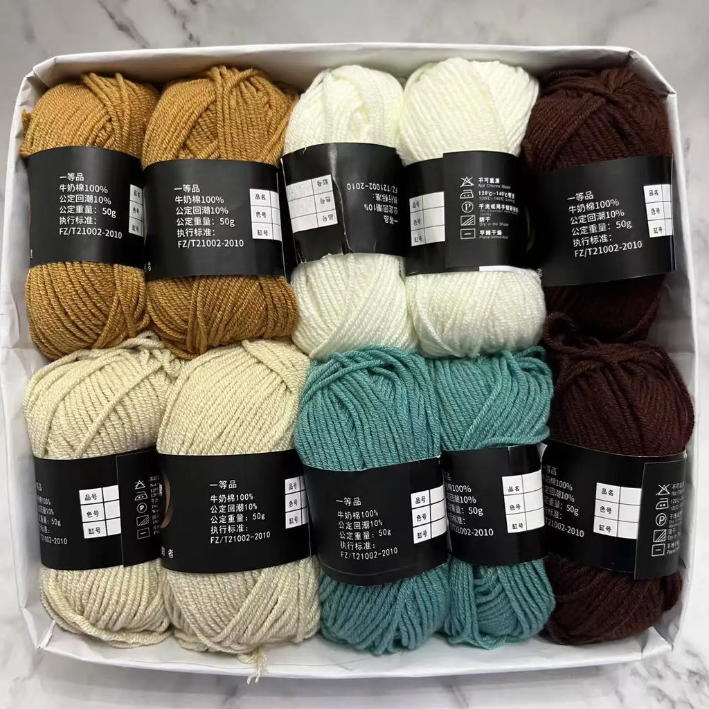 10 Balls Milk Cotton Yarn 500g Knitting and Crochet Wool Cotton Yarn DIY Craft Pack