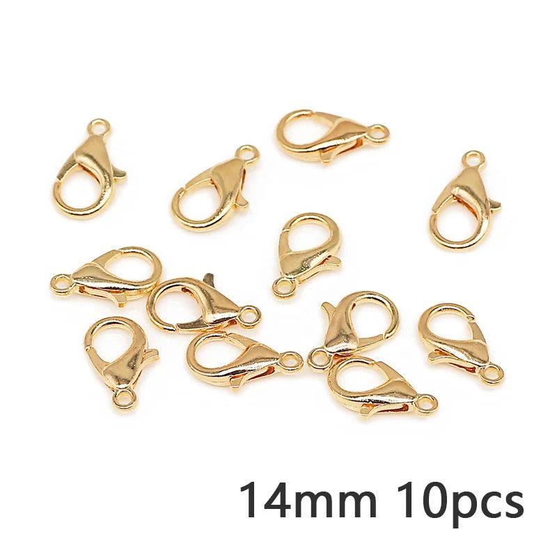 10pcs/lot 10-14mm Metal Lobster Clasps Jewelry Making Components DIY Bracelet Necklace Carabiner Findings Hooks Chain Closure