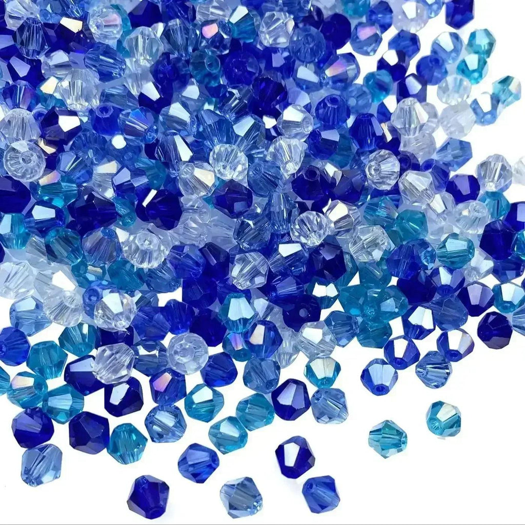 100Pcs 4MM Shiny Crystal Beads Bicone Beads Glass Beads Loose Spacer Beads for Jewelry Making DIY Bracelet Necklace Pendant