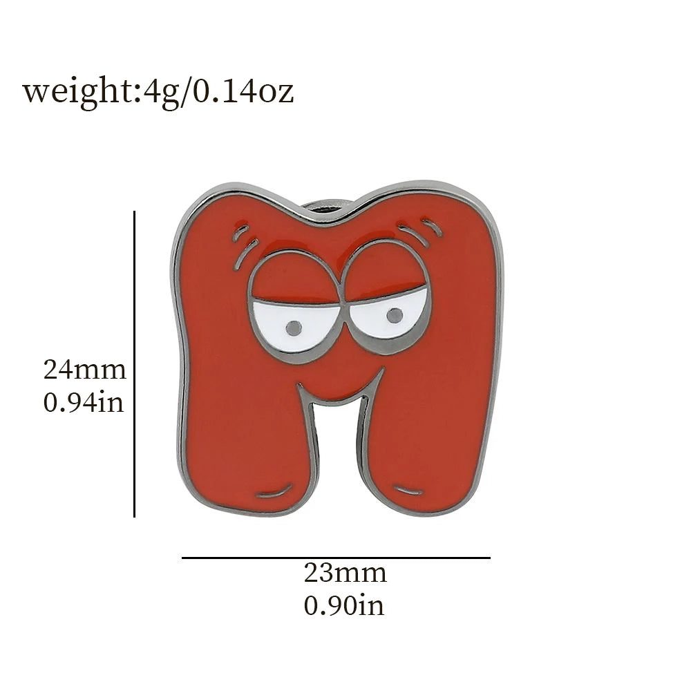 Cartoon 26 English Alphabet Shape Brooch Cute Metal Enamel Badge Clothing Backpack Lapel Pin Jewelry Accessories Gift