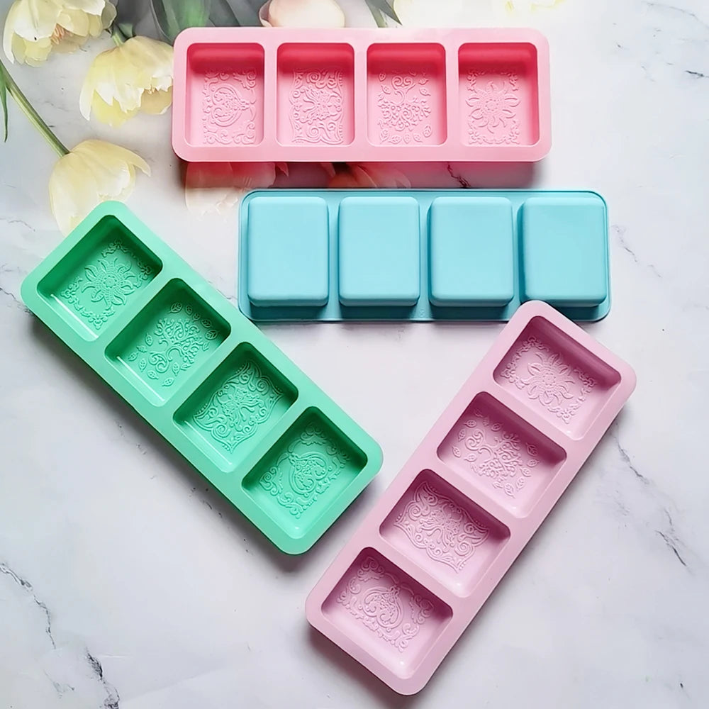 Square Pattern Soap Mold Silicone Mold DIY Aromatherapy Handicraft  Soap Making Mould Cake Bread Baking Tools