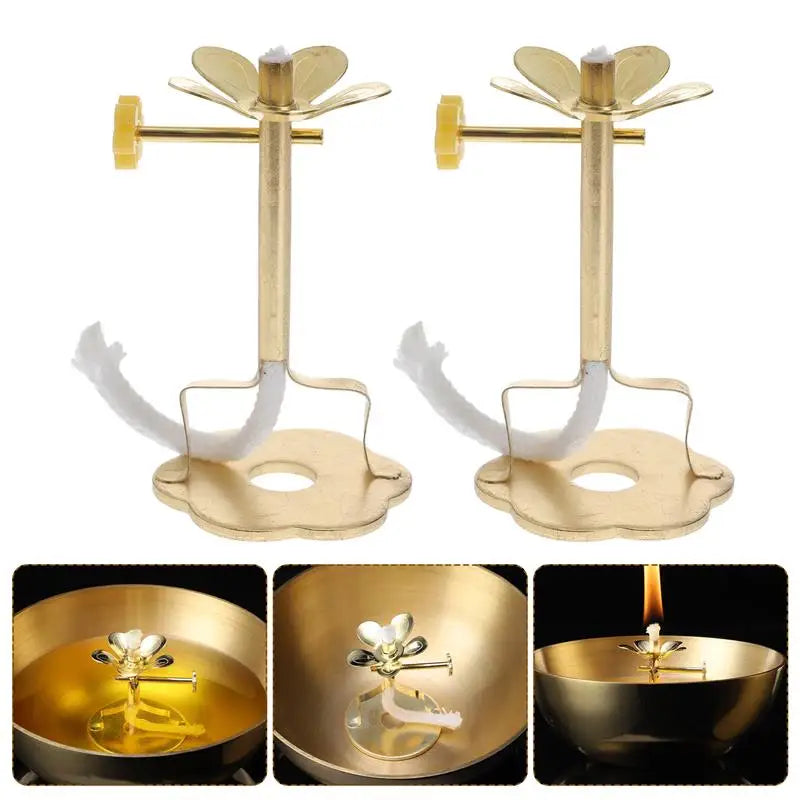 2Pcs Butter Lamp Wick Holder Wick Lamp With Stand Wick Holder Buddha Supplies Fotang Products Oil Lamp Core Dimmable Wick Frame