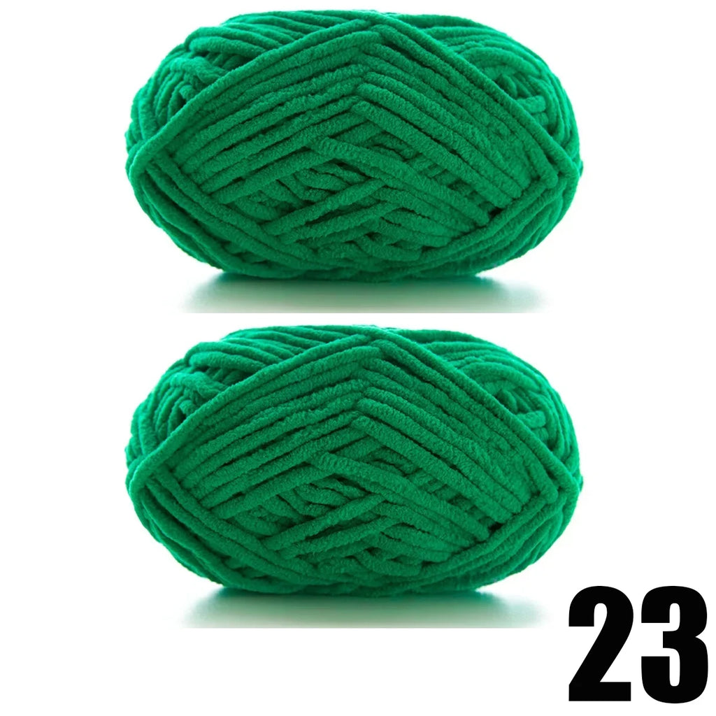 Thick Velvet Yarn 2pcs 50g Soft Chenille Knitting Yarn for DIY Scarves and Hats