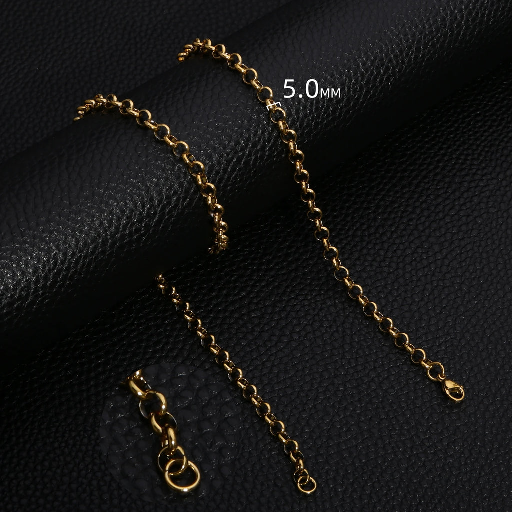 HIYEE Simple Fashion 2-5MM Wide Square BEADS NK Round Chain Necklaces for Men Women Stainless Steel Jewelry 45-70CM Length