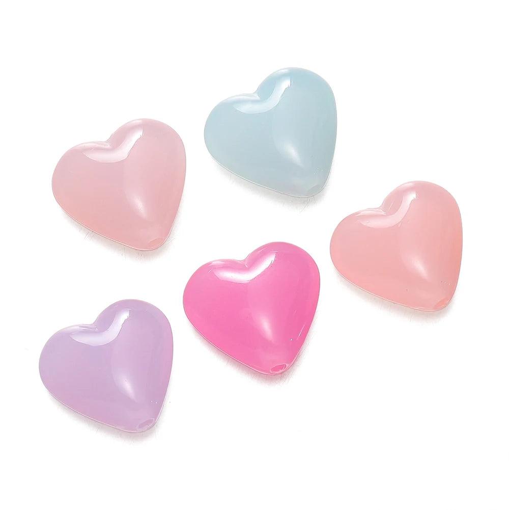 10/20pcs 17.5x16.5mm Acrylic Beads Heart Loose Spacer Bead for DIY Bracelet Necklace Jewelry Making Accessories