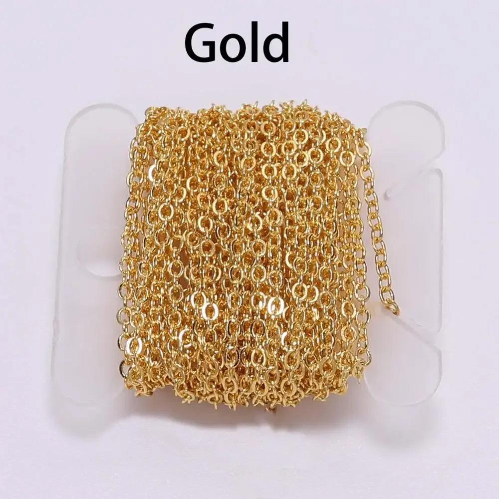 5m/5.47yards 1.5 2.0 2.5 mm Copper Bronze Oval Link Necklace Chain Bulk Brass For Jewelry Making DIY Materials Findings Supplies