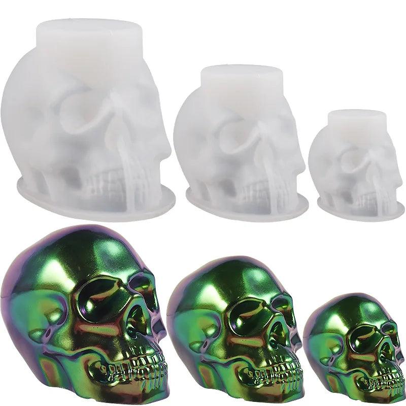 Skeleton Head Epoxy Resin Mold Halloween Candle Making Keychain Pendants Skull Shape Pendants Epoxy Silicone Molds Jewel Making