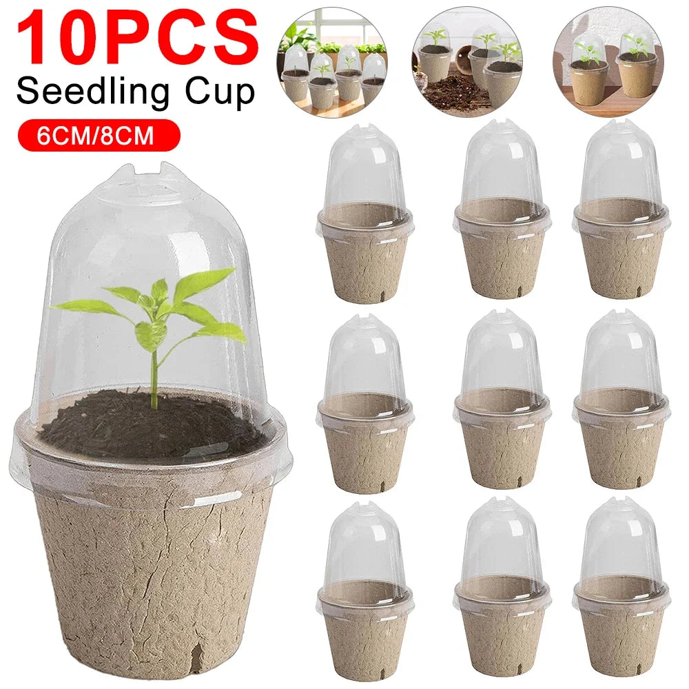 10pcs Garden Round Peat Pots Plant Seedling Starters Cups Nursery Herb Seed Tray Planting Tools Eco-friendly Biodegradable