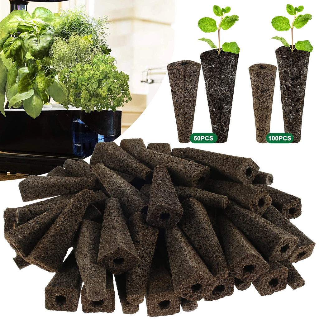 50/100PCS Seed Starter Sponges Kit Grow Sponges Reusable Seed Pods Replacement Growth Sponges Refill Pods for Hydroponics Indoor